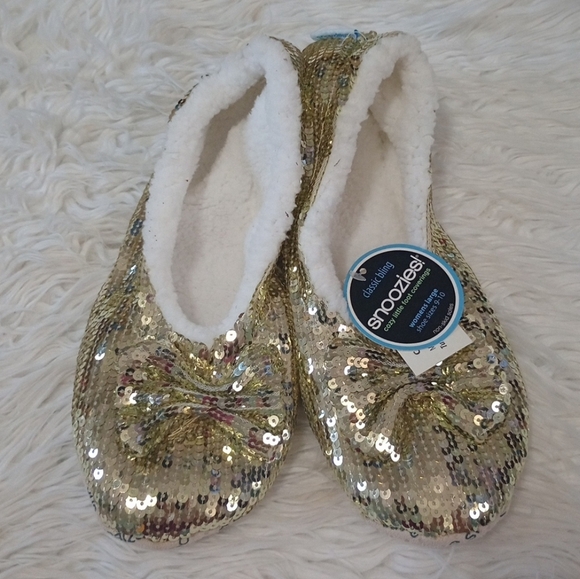 Classic Bling Snoozies Gold Sequin Women's Slippers - Picture 2 of 9